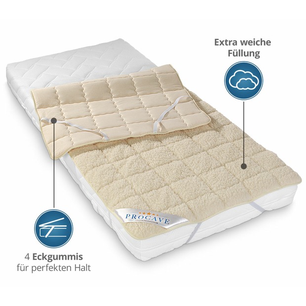 NATUR Lammflor Schurwolle Matratzenschoner