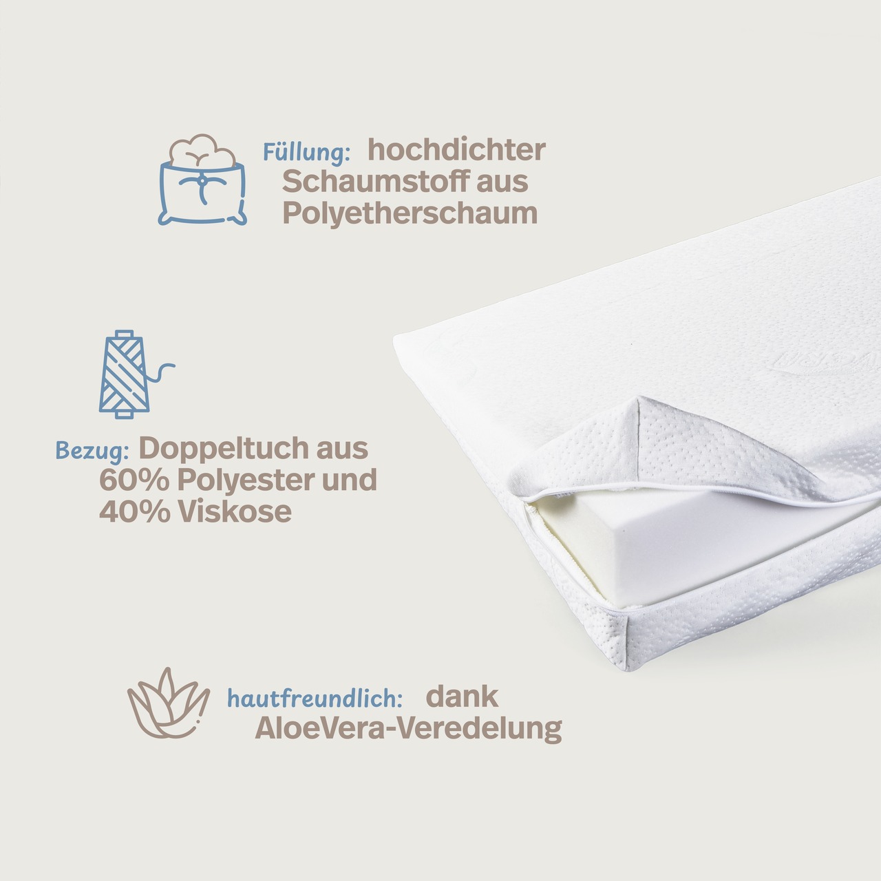 Bettkeil mit AloeVera-Doppeltuch-Bezug