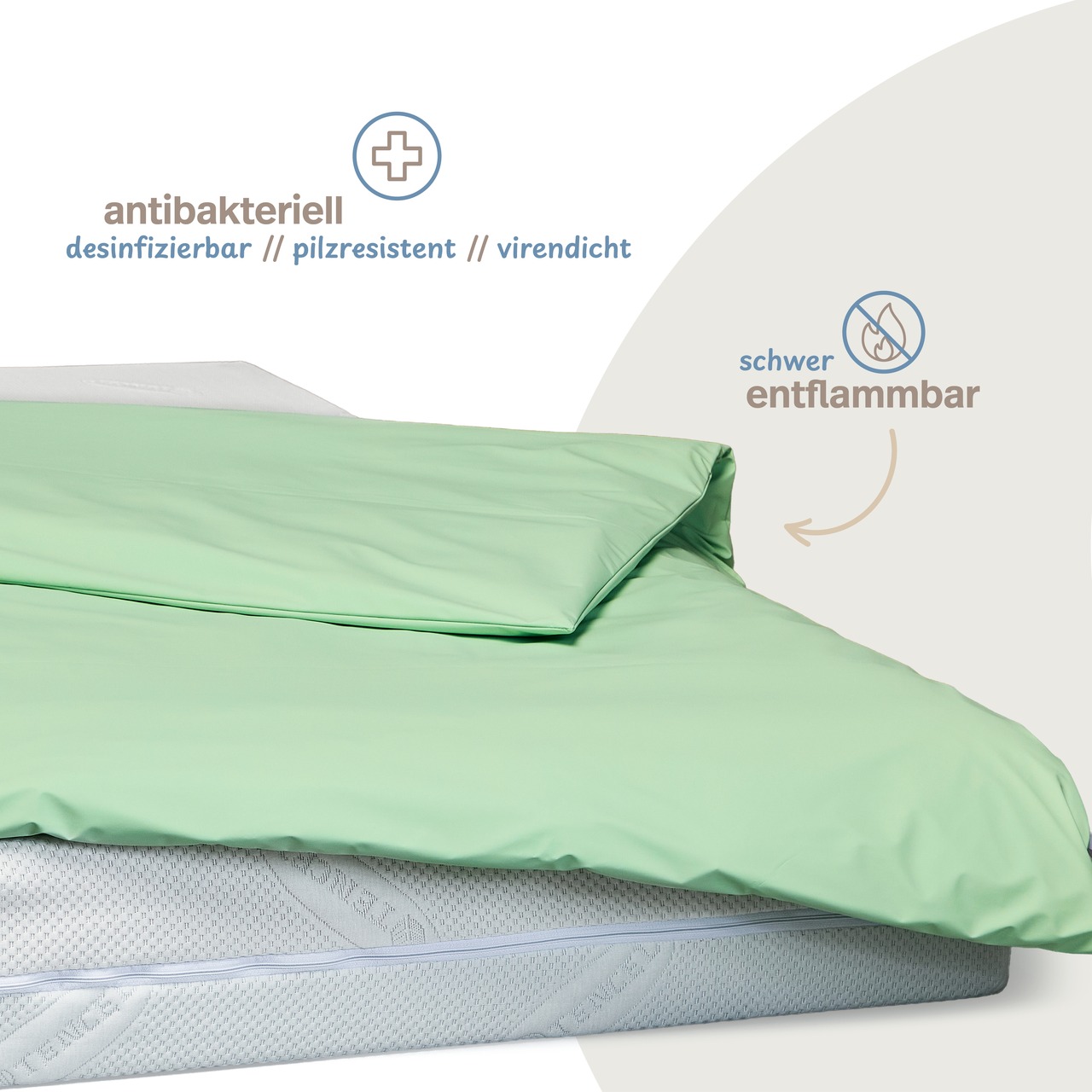 wasserdichter Inkontinenz Bettdeckenbezug abwischbar in grün