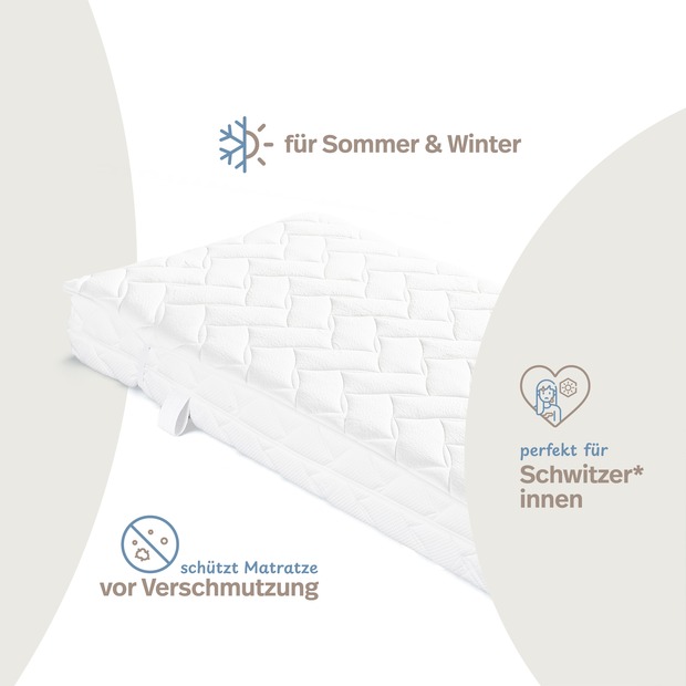 Matratzenauflage verstepptes AloeVera-Doppeltuch mit 4 Eckgummis