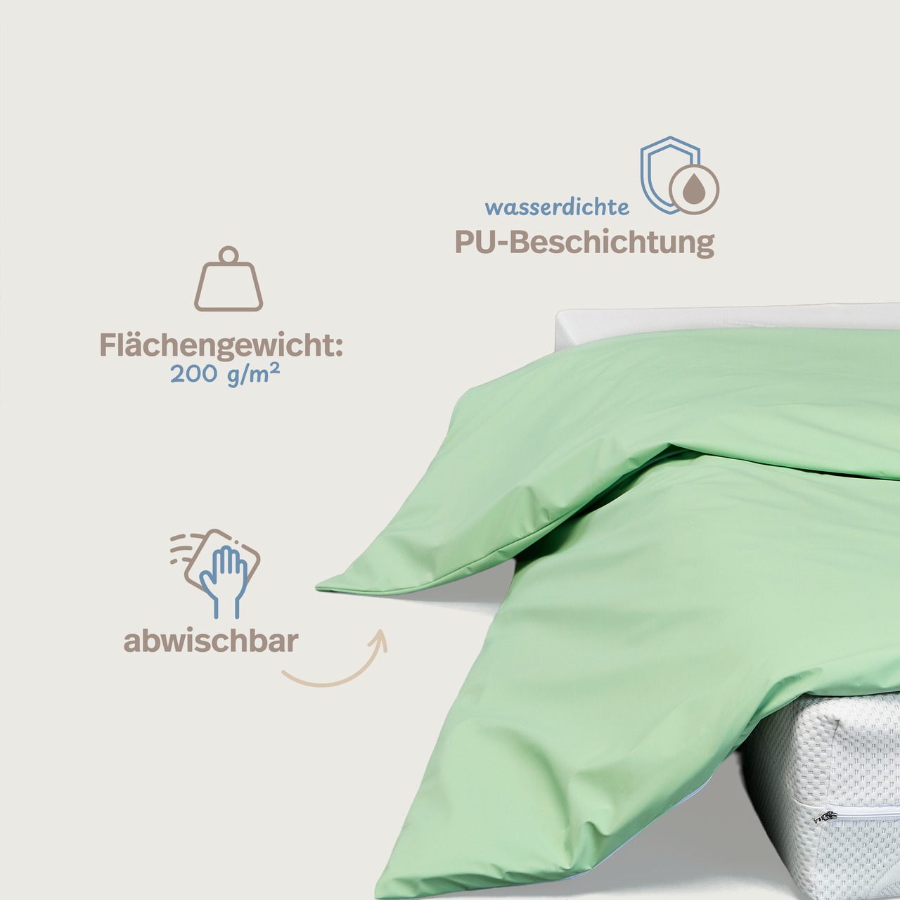 wasserdichter Inkontinenz Bettdeckenbezug abwischbar in grün