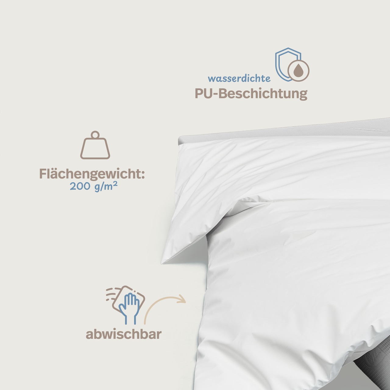wasserdichter Inkontinenz Bettdeckenbezug abwischbar in weiß